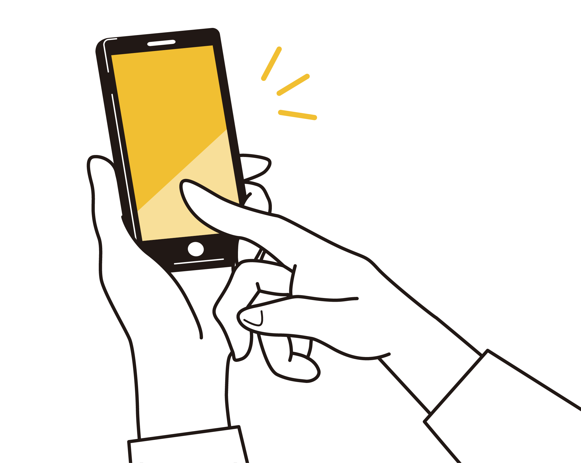 スマートフォンから問い合わせるイラスト